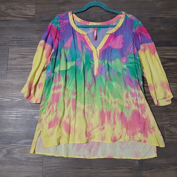 Plenty By Tracey Reese Colorful Tie-Dye Women's Top Size L - Picture 1 of 5